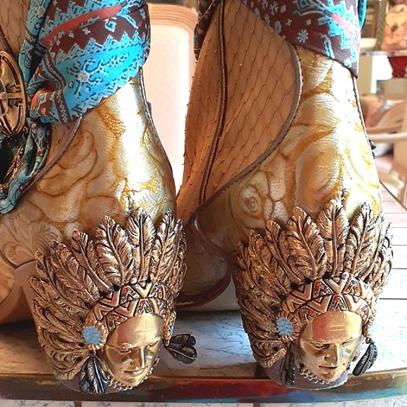 Vintage Giuseppe Zanotti chief head boots, python snake, rare- SZ- 8, NEW - Picture 5 of 15